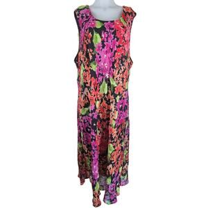 Maggie Barnes Lined Sleeveless Orange Pink Purple Floral Women's Dress 30W